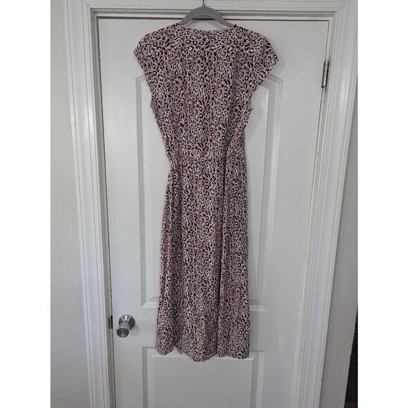 J. Crew Leopard Print Midi Wrap Dress women's size small pink black - Picture 7 of 7